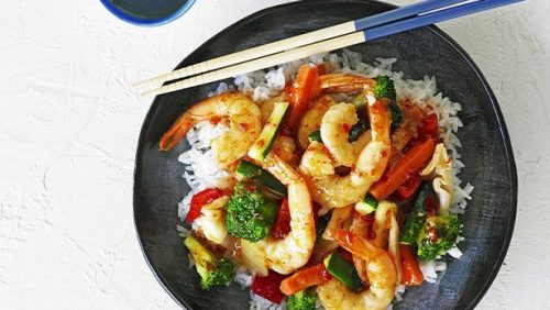 easy meal plan week 4 soy and honey prawns